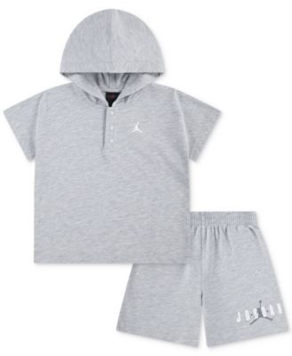 Jordan - Little Boys Henley Hoodie & Shorts, 2 Piece Set