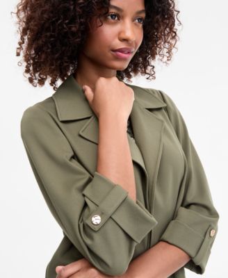 Women's Notched Collar Drapey Cropped Jacket