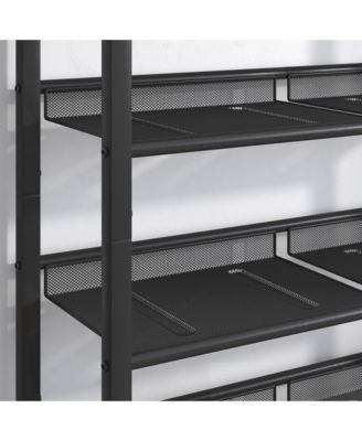 MDF Industrial Shoe Rack, Adjustable Rustic Style 5-Tier Shoe Rack Storage Rack With 4 Grid Shelves