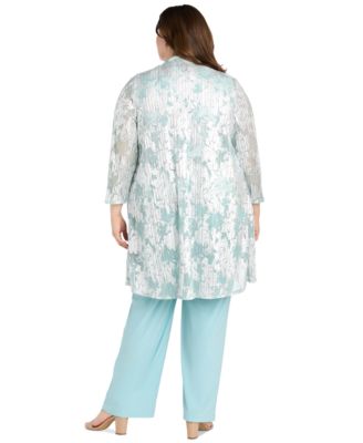 Plus Size 3-Pc. Embellished Jacket, Necklace Top & Pant Set