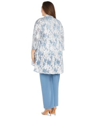 Plus Size 3-Pc. Embellished Jacket, Necklace Top & Pant Set