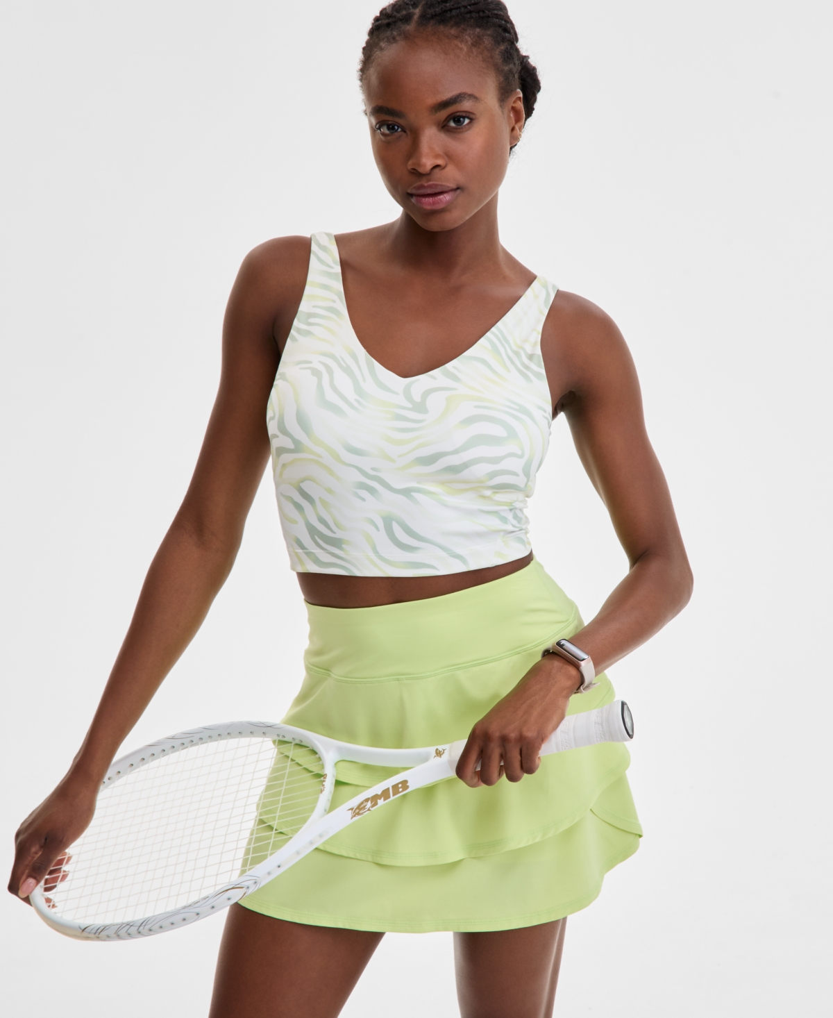 Women's Fluid Zebra Printed Cropped Tank Top, Exclusively at Macy's - Washed White