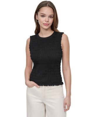 DKNY Jeans - Women's Crewneck Smocked Sleeveless Top