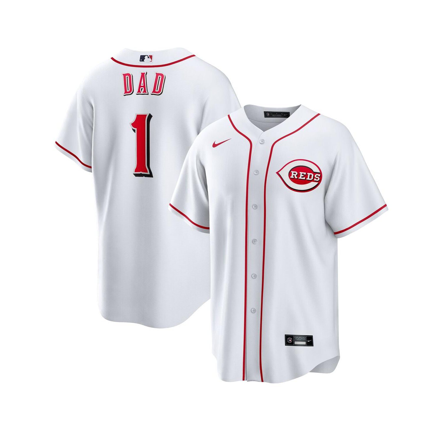 Men's White Cincinnati Reds 1 Dad Home Replica Jersey