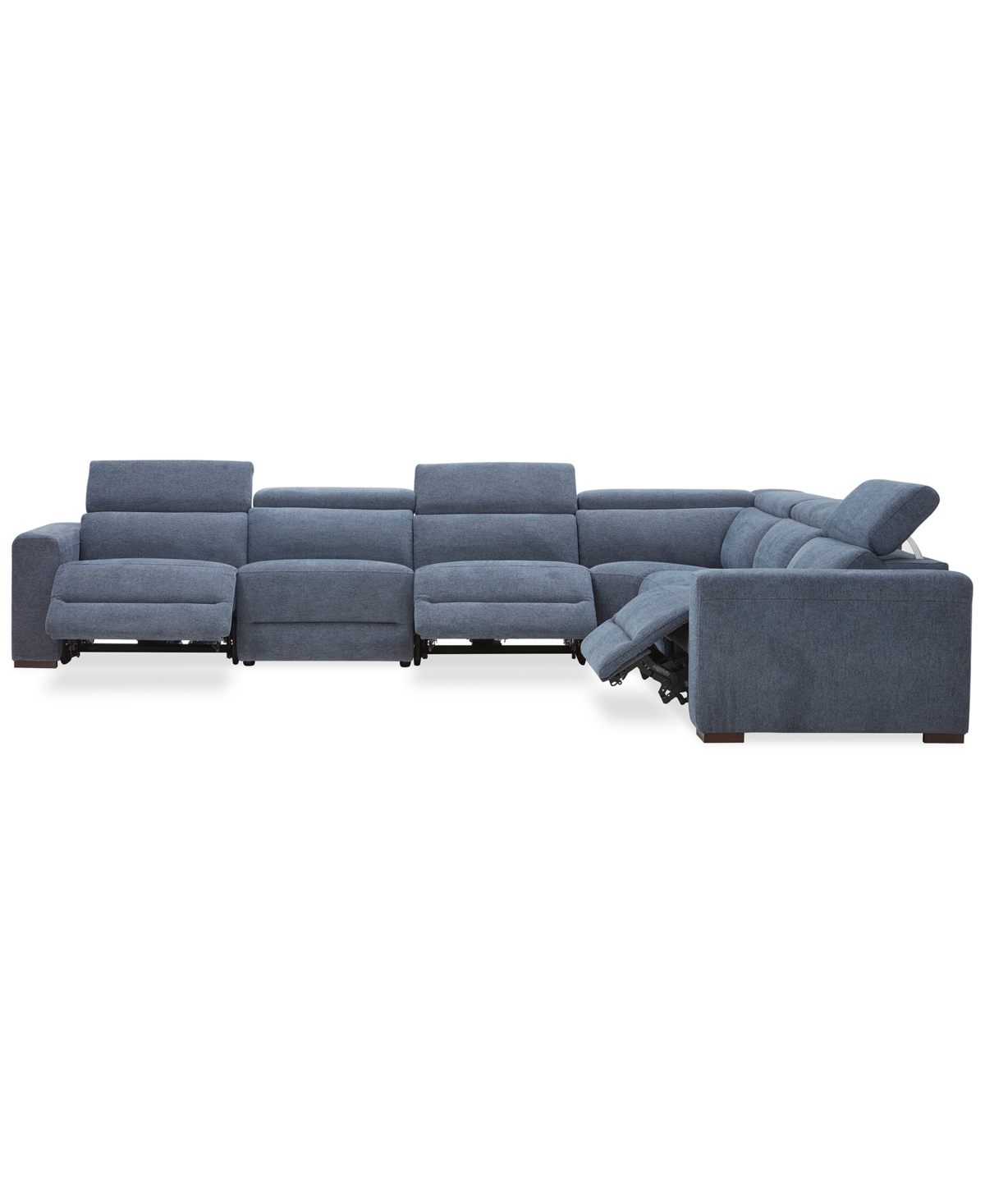 Macy's Nevio 6-pc. Fabric Power Headrest Sectional With 3 Power Motion Chairs