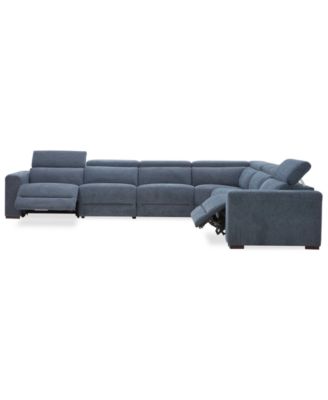 Nevio 6-Pc. Fabric Power Headrest Sectional with 2 Power Motion Chairs