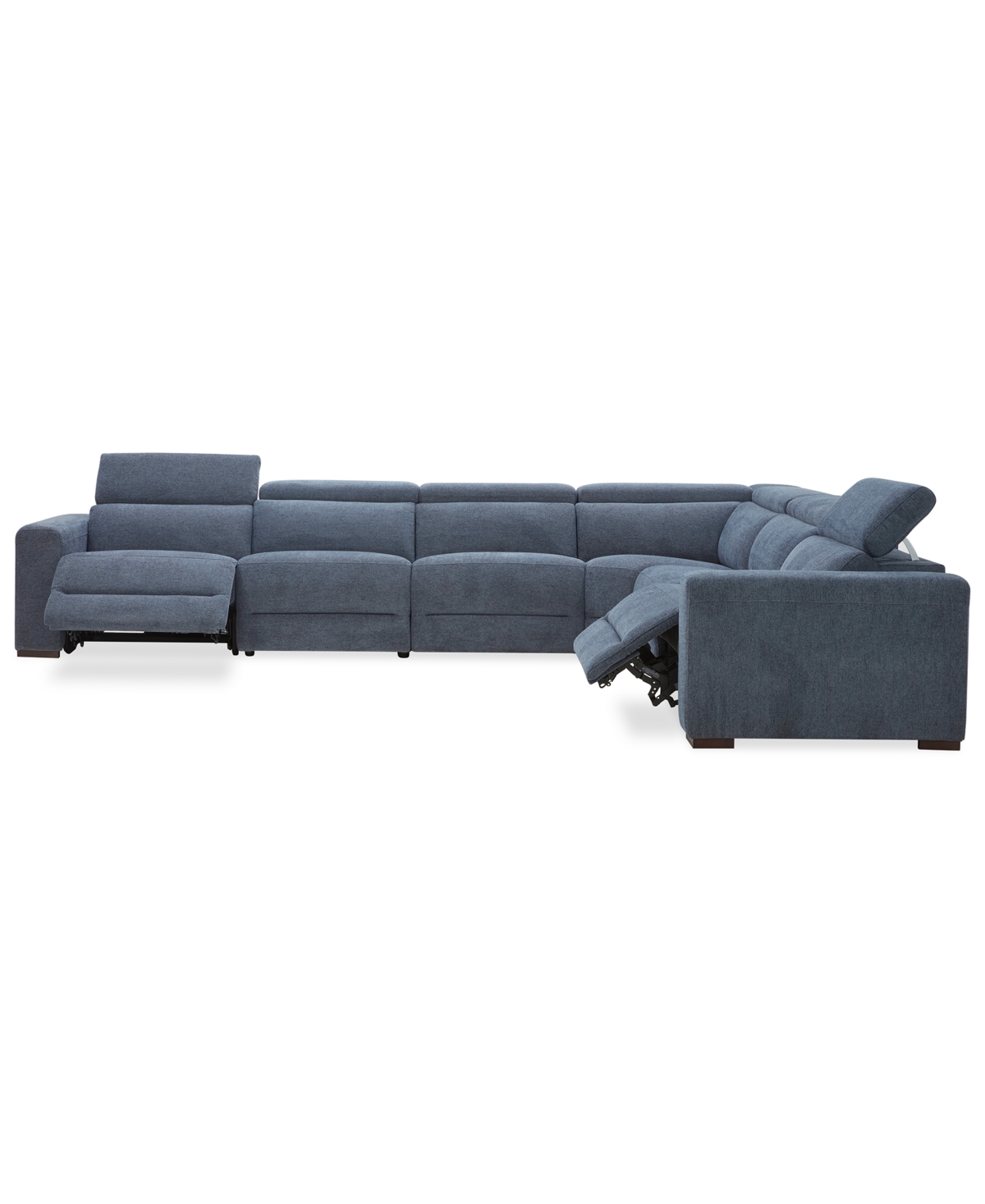 Macy's Nevio 6-pc. Fabric Power Headrest Sectional With 2 Power Motion Chairs