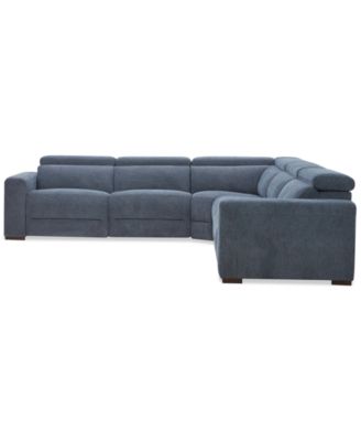Nevio 5-Pc. Fabric Power Headrest Sectional with 3 Power Motion Chairs