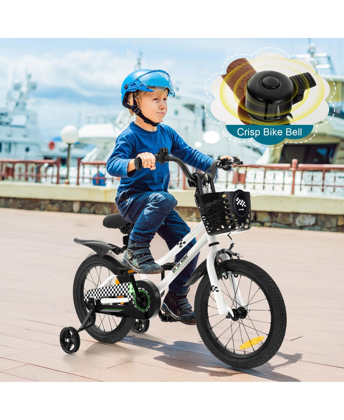 Детская игрушка Mecale 14 Inch Adjustable Kids Bike with Training Wheels and Anti-Slip Tires, Ages 3-7, цвет: Чёрный — фото 2