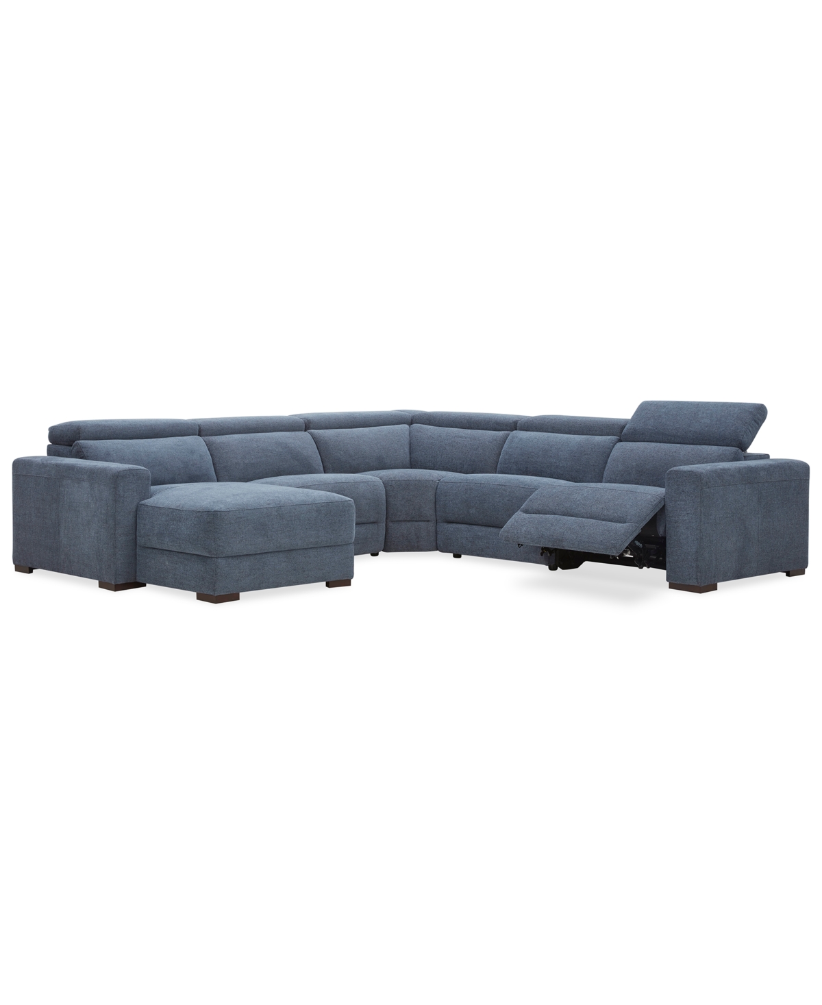 Macy's Nevio 6-pc. Fabric Power Headrest Sectional With 2 Power Motion Chairs