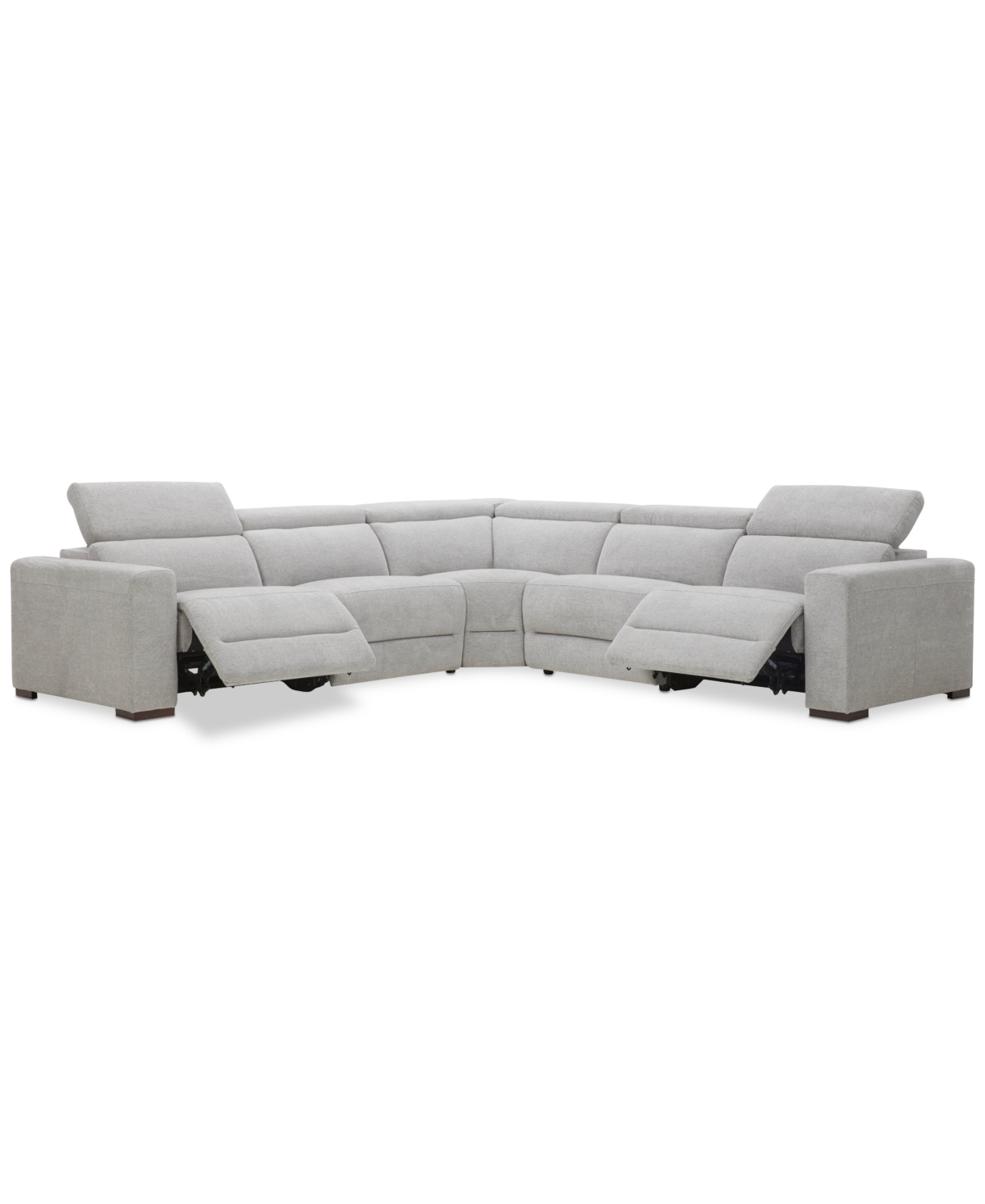 Macy's Nevio 5-pc. Fabric Power Headrest Sectional With 2 Power Motion Chairs
