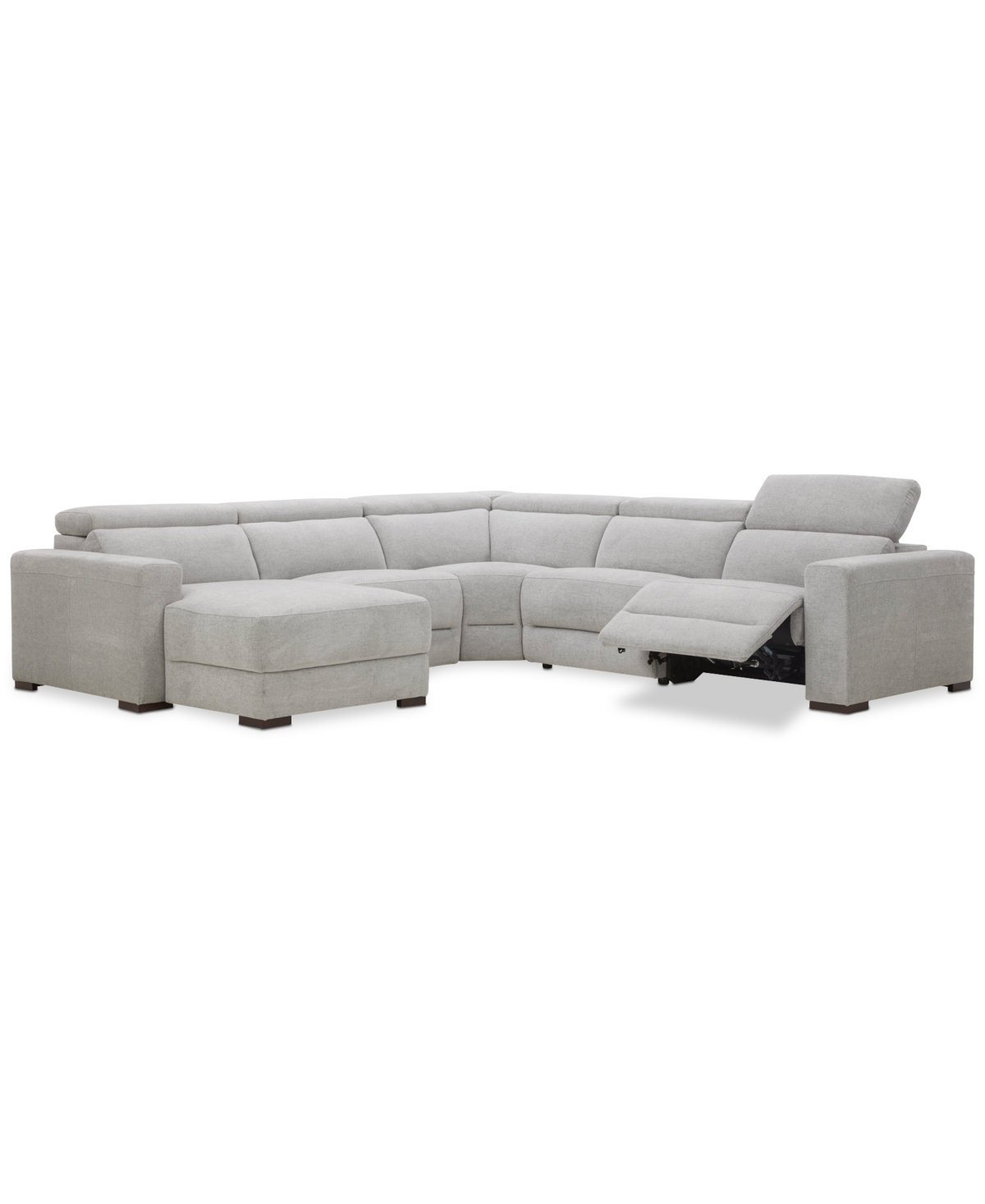Macy's Nevio 5-pc. Fabric Power Headrest Sectional With 1 Power Motion Chair
