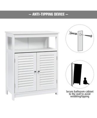 Wood Freestanding Bathroom Storage Cabinet with Double Shutter Door