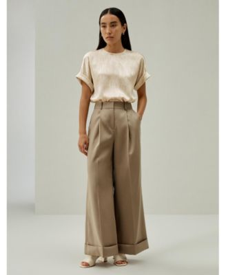 Women's Print Pearl Satin Silk T-Shirt Top