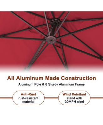  Rectangular Cantilever Umbrella with Detachable LED Atmosphere Light and Bluetooth Player, w/ Weight Base Included