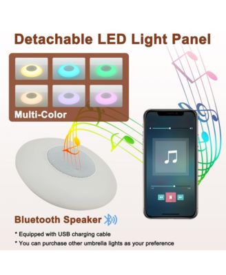  Rectangular Cantilever Umbrella with Detachable LED Atmosphere Light and Bluetooth Player, w/ Weight Base Included