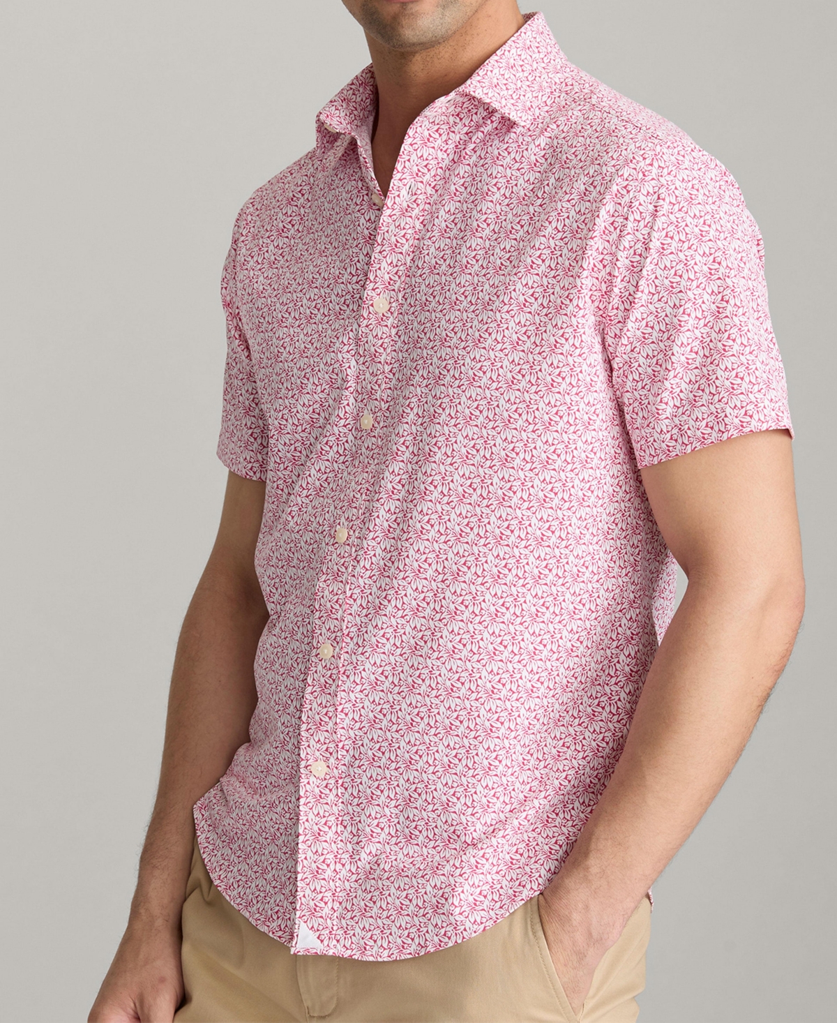 Men's Slim Fit Performance Mavrud Short Sleeve Button Up Shirt - Pink
