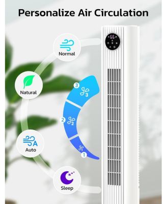 Tower Fan for Bedroom, 90° Oscillating Fan with 12H Timer, 37”Standing Fans with Remote, Bladeless Fan with 4 Modes & 3 Speeds