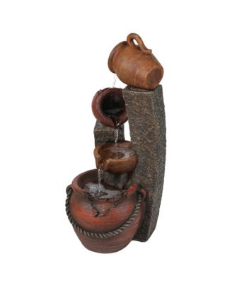 Rustic Resin Pots and Posts Outdoor Fountain