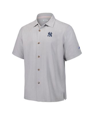 Men's Gray New York Yankees Hit and Run Silk Camp Button-Up Shirt