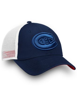 Women's Montreal Canadiens Navy/White Iconic Lockup Adjustable Trucker Hat