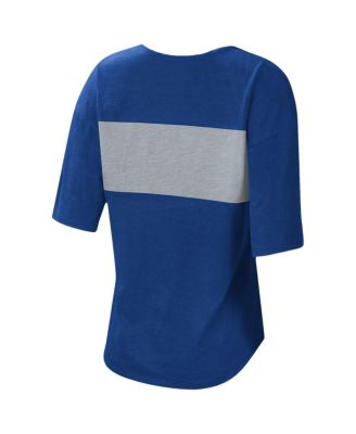 Women's Royal and Gray Los Angeles Dodgers Lead Off Notch Neck T-shirt