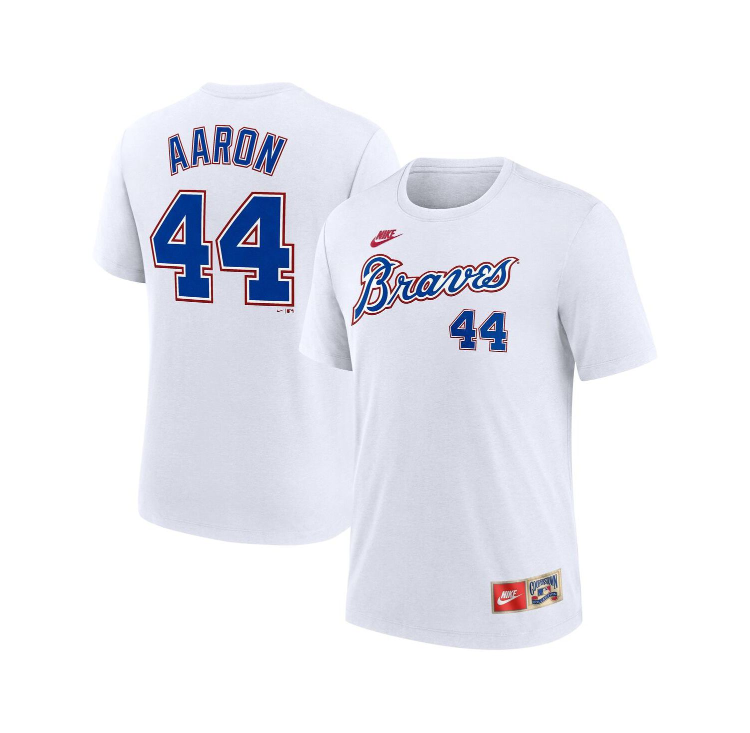 Men's Hank Aaron White Atlanta Braves Cooperstown Collection Tri-Blend Name & Number T-Shirt