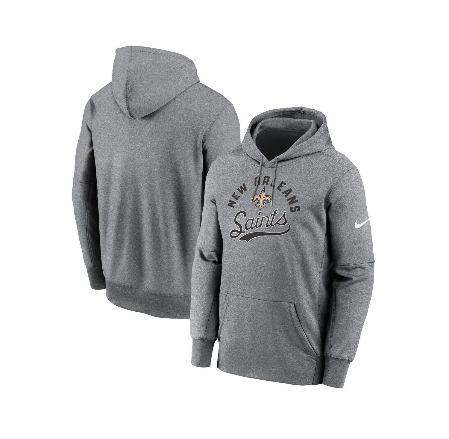 Men's Heather Gray New Orleans Saints Performance Fleece Pullover Hoodie