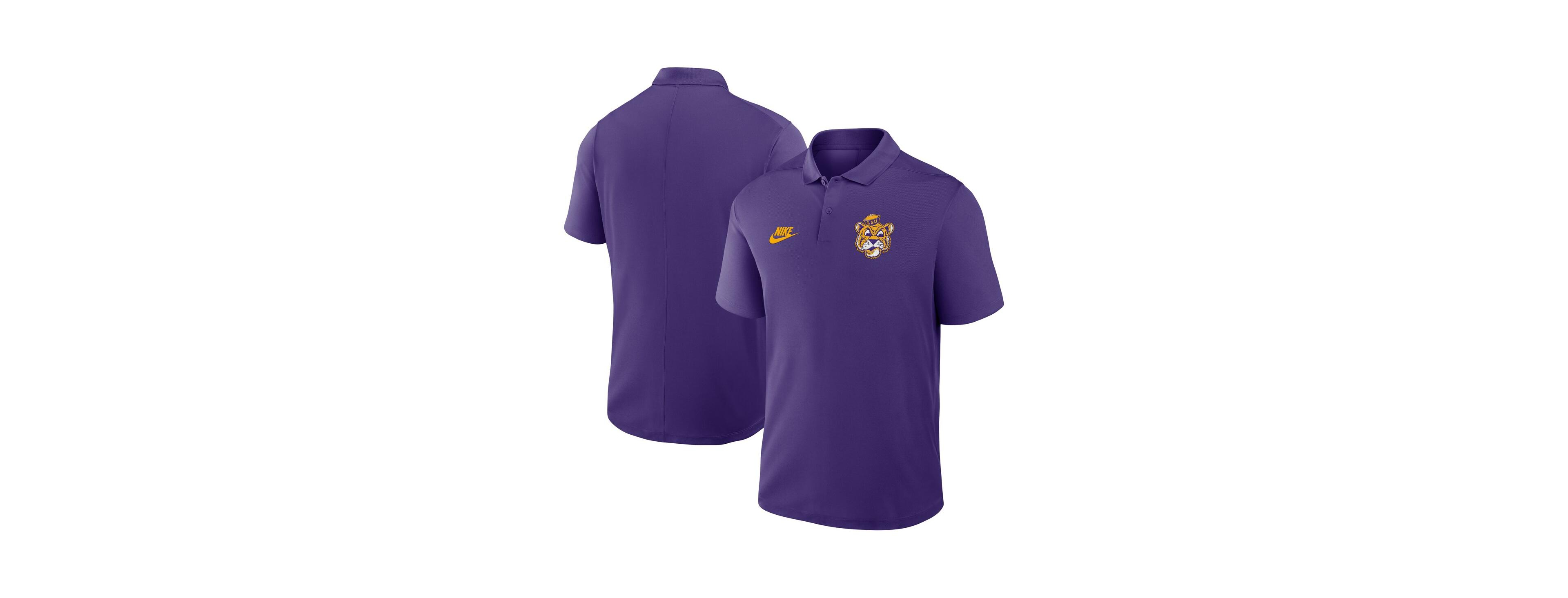 Nike Men's Purple Lsu Tigers Primetime Victory Legacy Vault Logo Performance Polo Shirt