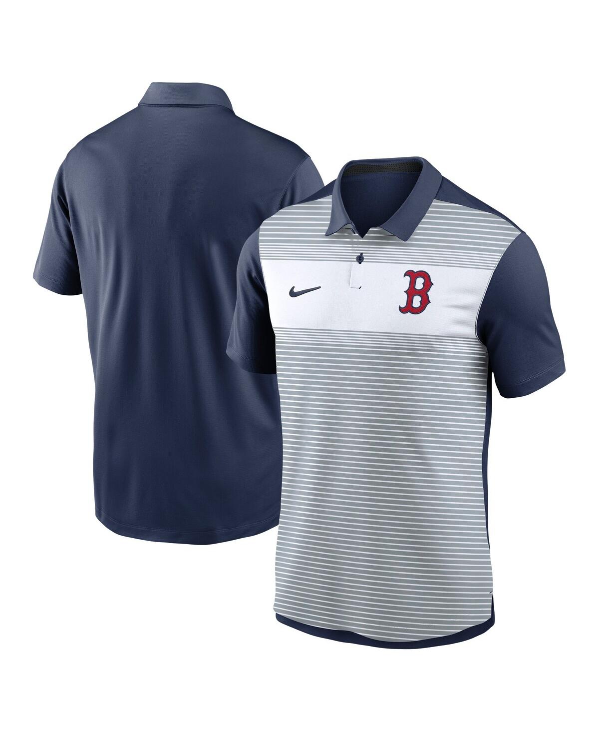 Nike White/navy Boston Red Sox Vapor Striped Performance Polo In Multi