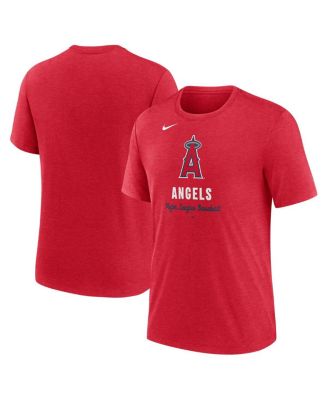 Nike - Men's Heather Red Los Angeles Angels Logo Tri-Blend T-Shirt