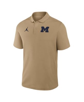 Men's Tan Michigan Wolverines Primetime Victory Primary Logo Performance Polo Shirt