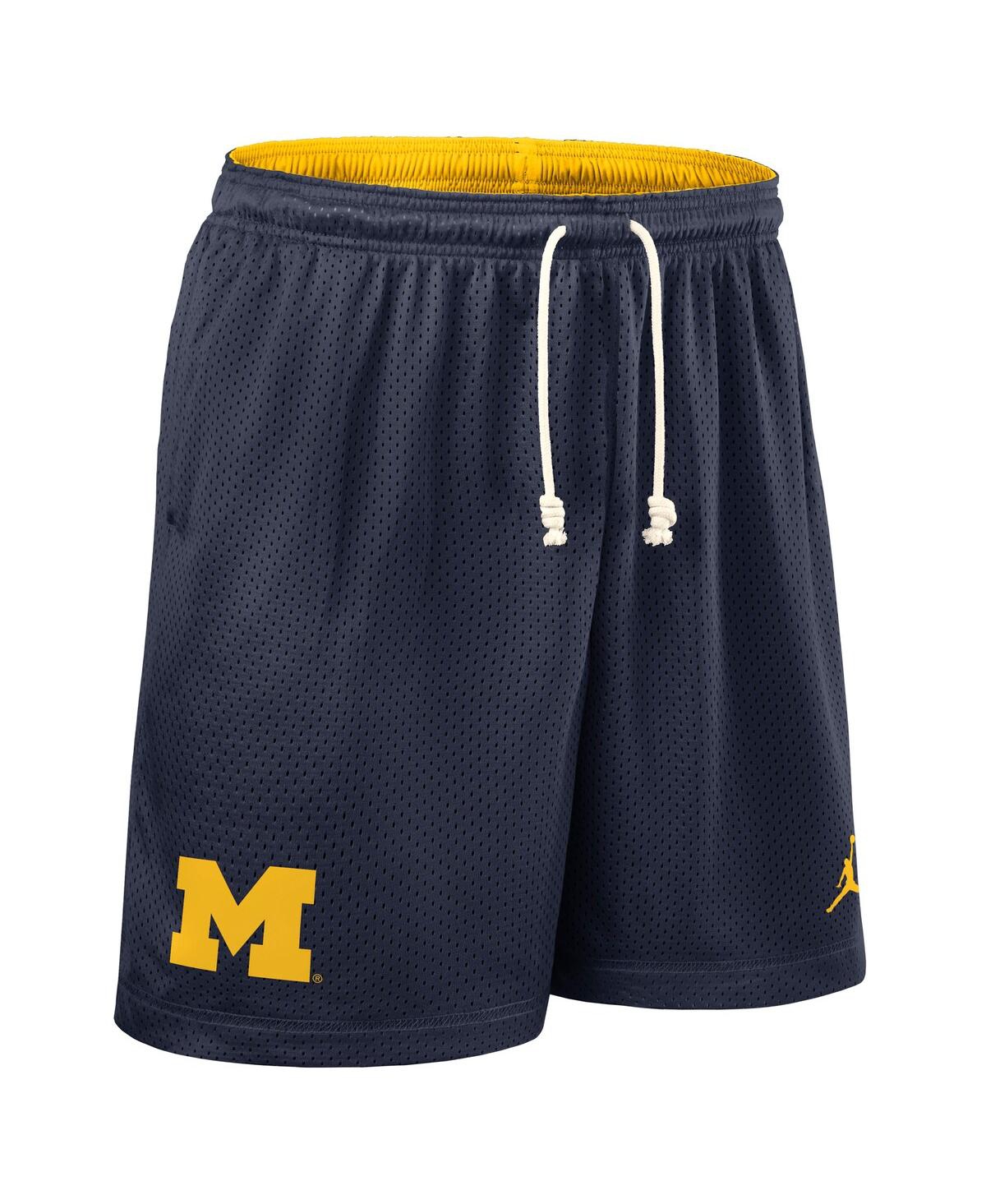 JORDAN MEN'S NAVY/MAIZE MICHIGAN WOLVERINES 2025 SIDELINE REVERSIBLE PERFORMANCE SHORTS 