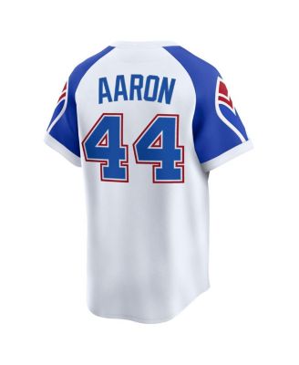 Men's Hank Aaron White Atlanta Braves Throwback Cooperstown Collection Limited Jersey