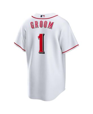 Men's&nbsp;White Cincinnati Reds 1 Groom Home Replica Jersey