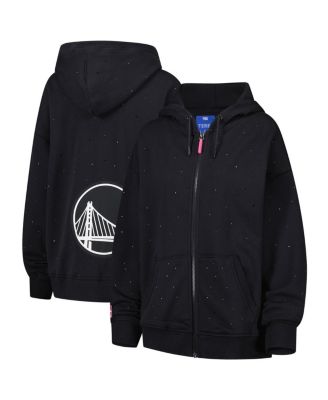 Terez - Women's Black Golden State Warriors Oversized Allover Gemstone Full-Zip Hoodie