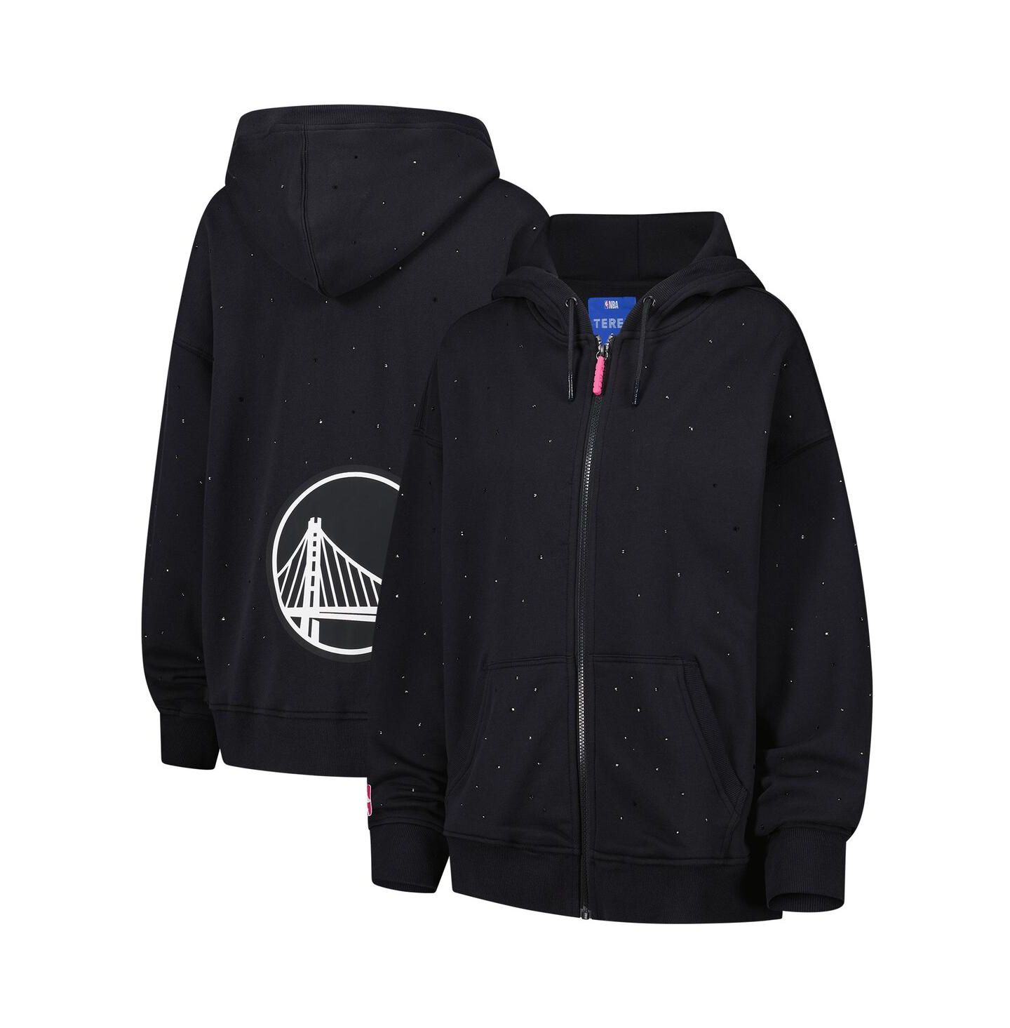 Женское худи Terez Black Golden State Warriors Oversized Allover Gemstone Full-Zip — фото 1