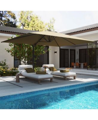 156"W x 120"D Rectangular Cantilever Umbrella with Detachable -level Brightness LED Light, w/ Weight Base Included