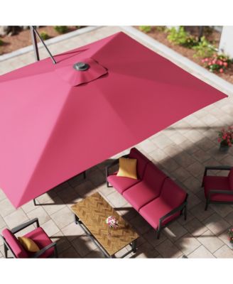 156"W x 120"D Rectangular Cantilever Umbrella with Detachable -level Brightness LED Light with Weight Base Included