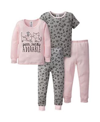 Baby Girls 4-Piece Snug Fit Cotton Pajamas