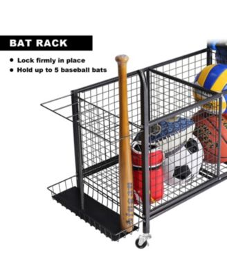Sports Organizers Rack with Wheels for Garage, Large Capacity Sports Equipment Storage Rack