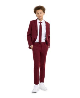 Big Boys Blazing Solid Color Suit, 3-Piece Set Including Blazer, Pants and Clip-On-Tie