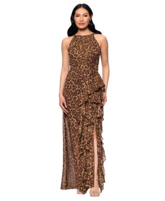 Women's Printed Sheath Chiffon Halter Dress