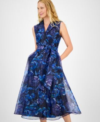 Women's Printed Fit & Flare Tie-Waist Dress