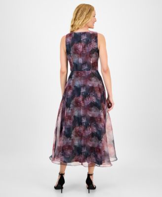 Women's Printed V-Neck Sleeveless Gown 