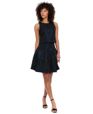 Muse - Women's Textured-Rose Pleated Bubble-Hem Skirt