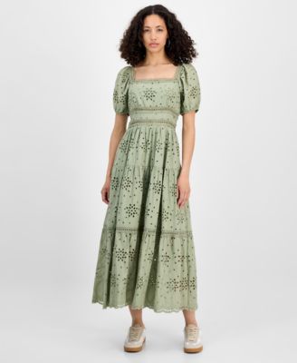 Women's Eyelet Cotton Maxi Dress, Exclusively at Macy's