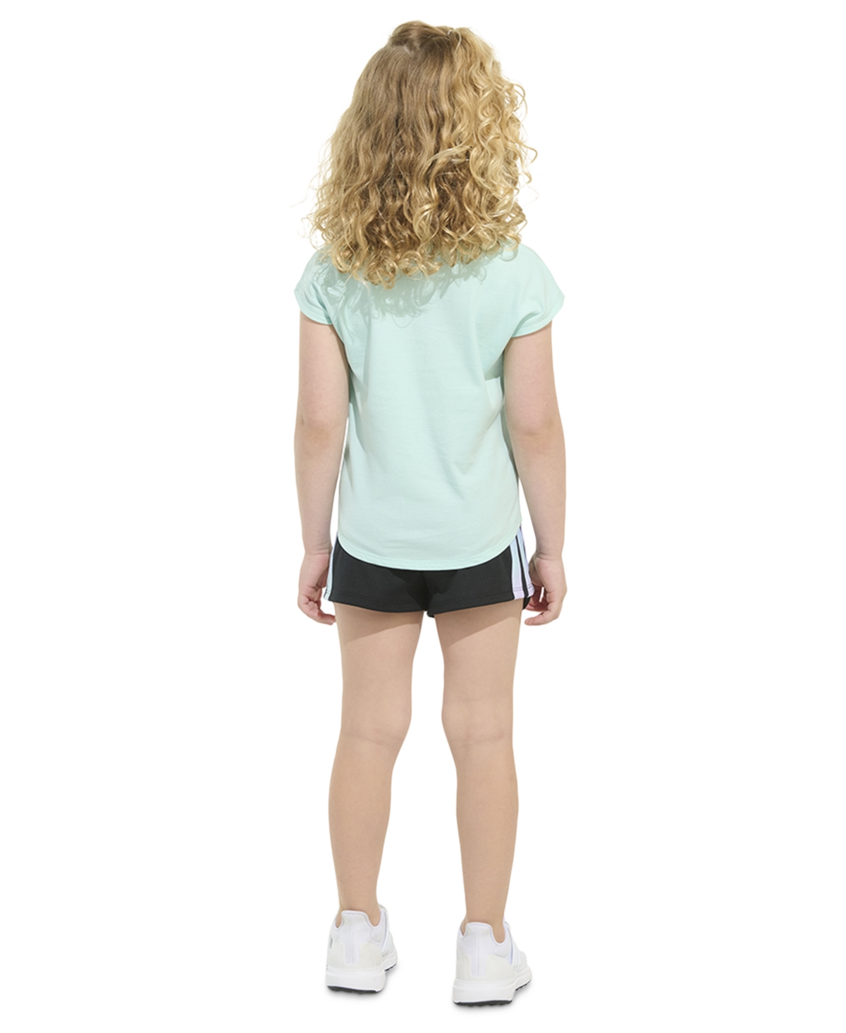 Adidas Originals Toddler And Little Girls 2-piece Short Sleeve Graphic T-shirt And Mesh Short Set In Green
