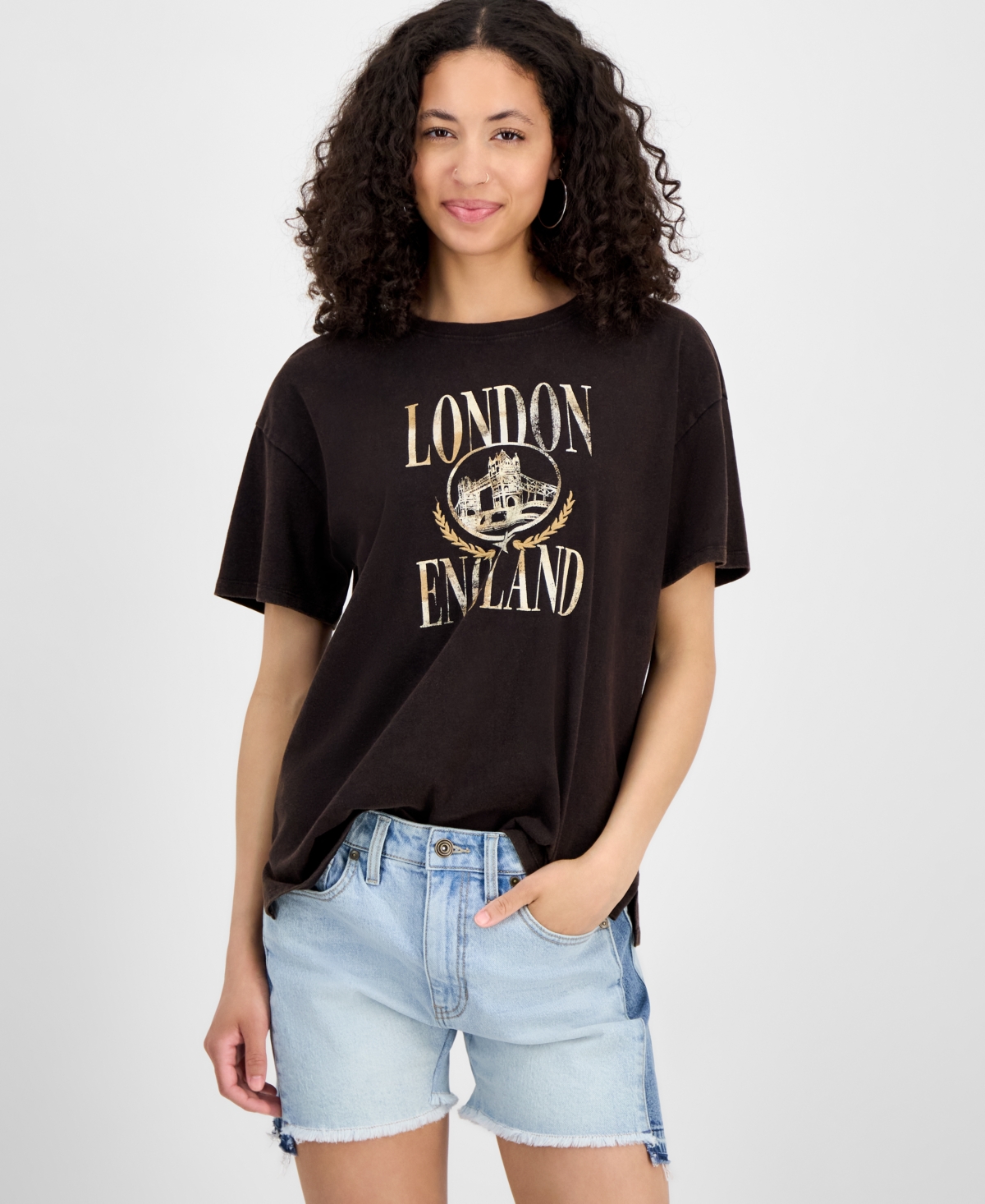Women's London Graphic T-Shirt, Exclusively at Macy's - Washed Black