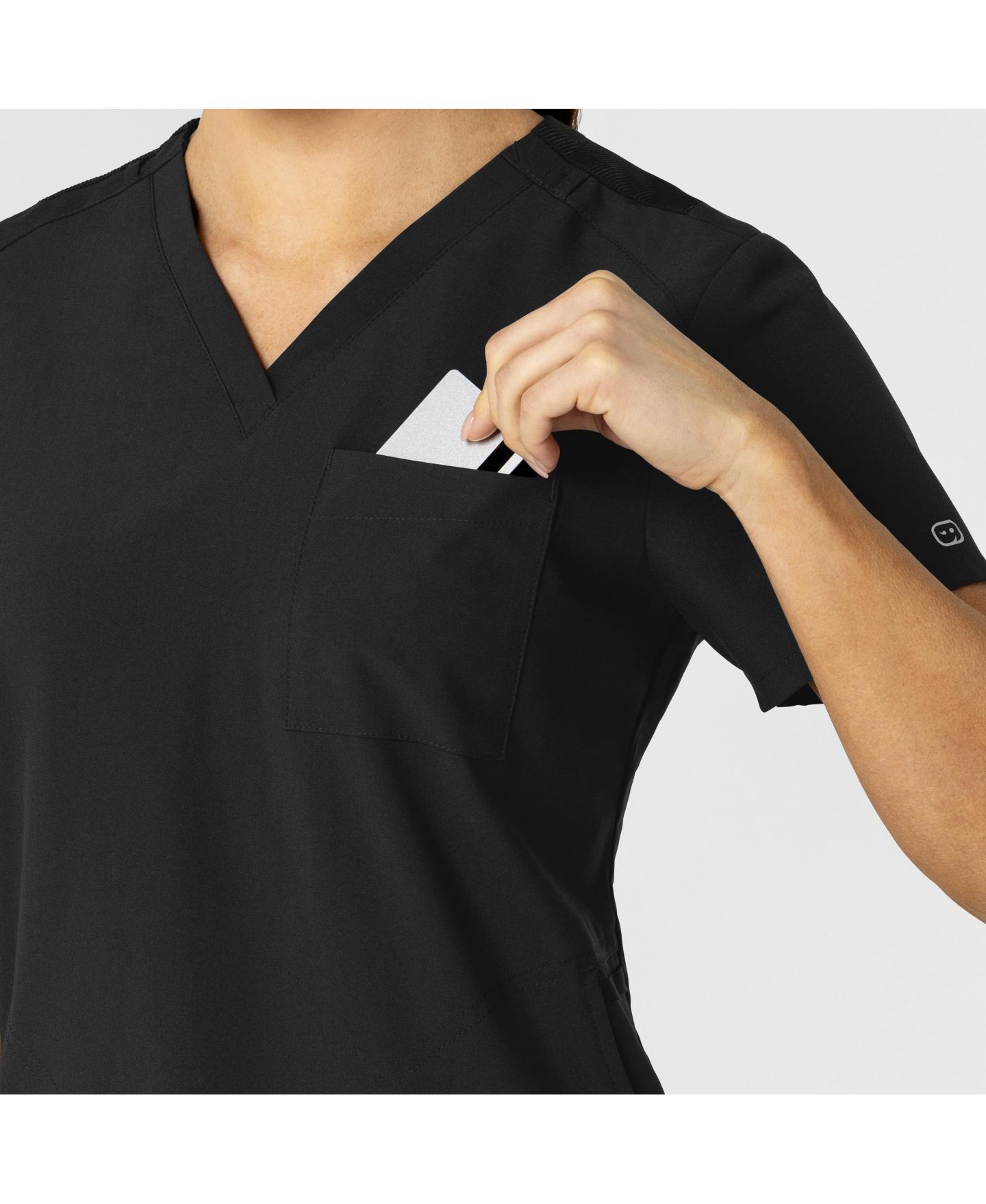 Женский топ Wink Plus Size W123 Flex-n-Reach V-Neck Scrub, цвет: Чёрный — фото 6